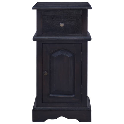 Mesita De Noche Madera Maciza De Caoba Color Café Negro Claro_0