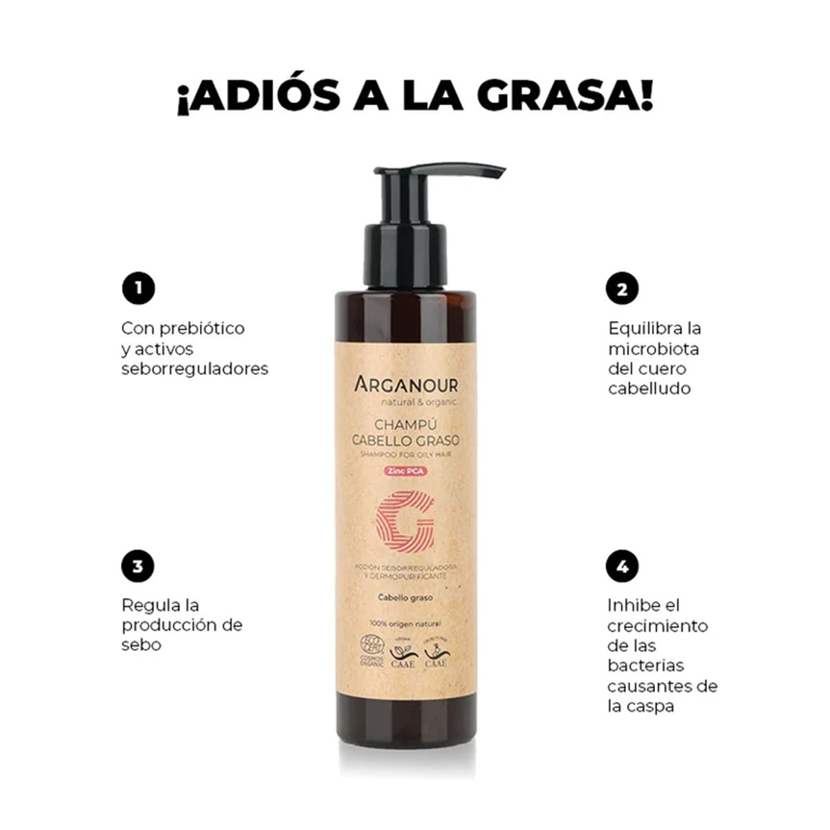 Arganour Champô sem sulfatos para cabelos oleosos 200ml