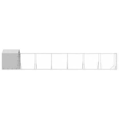 Perrera De Exterior Con Toldo Acero Galvanizado Plata 2x14x2,5m_5