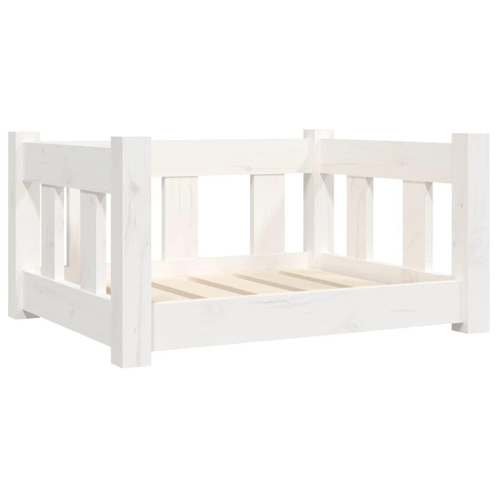 Vidaxl Cama Para Perros Madera Maciza De Pino Blanca 55,5x45,5x28 Cm_0