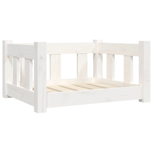 Vidaxl Cama Para Perros Madera Maciza De Pino Blanca 55,5x45,5x28 Cm_0