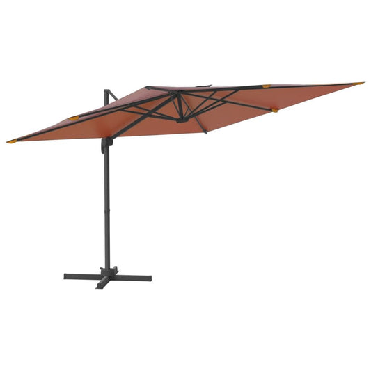 Vidaxl Sombrilla Colgante Con Poste De Aluminio Terracota 300x300 Cm_0