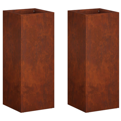 Macetero De Jardín 2 Uds. Oxidado 20 X 20 X 40 Cm Acero Oxidado_0