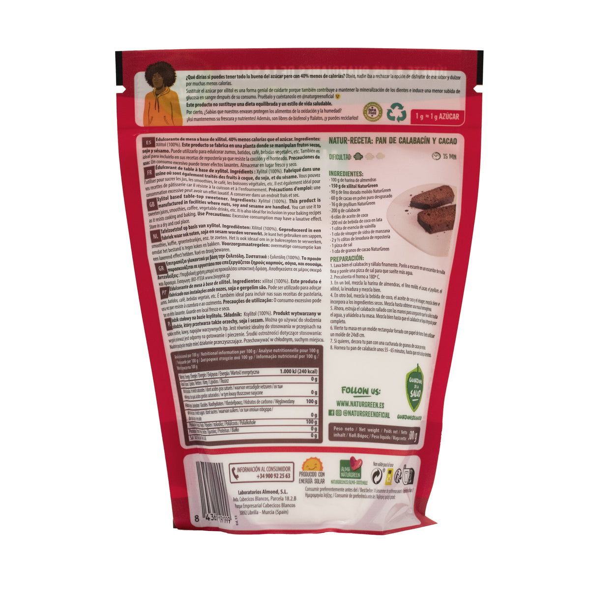 Açúcar de Bétula Naturgreen Xilitol 500 g