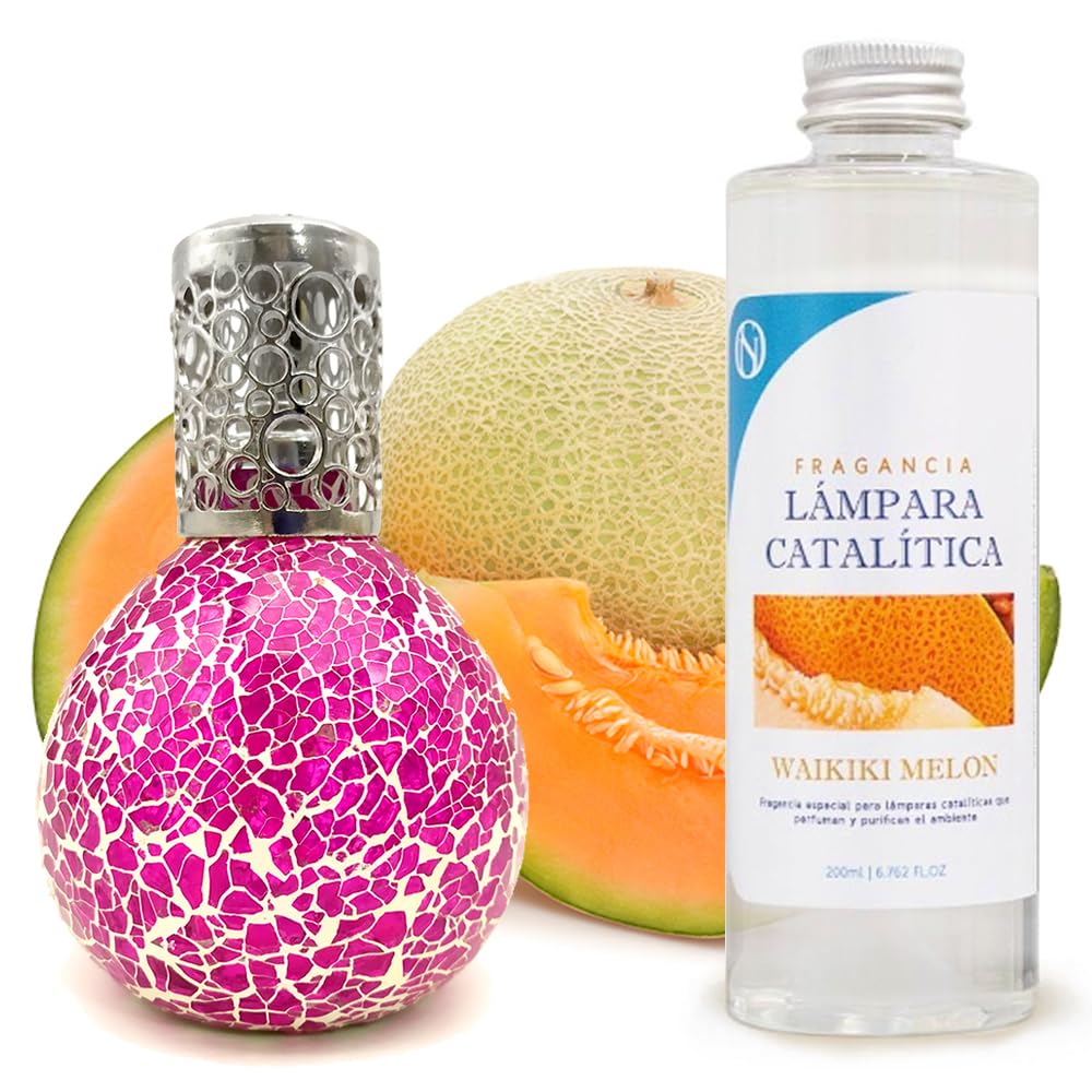 Lámpara Catalítica Mosaico Fucsia + Fragancia Waikiki Melon 200 Ml - Elimina Malos Olores, Impurezas Y Perfuma_0