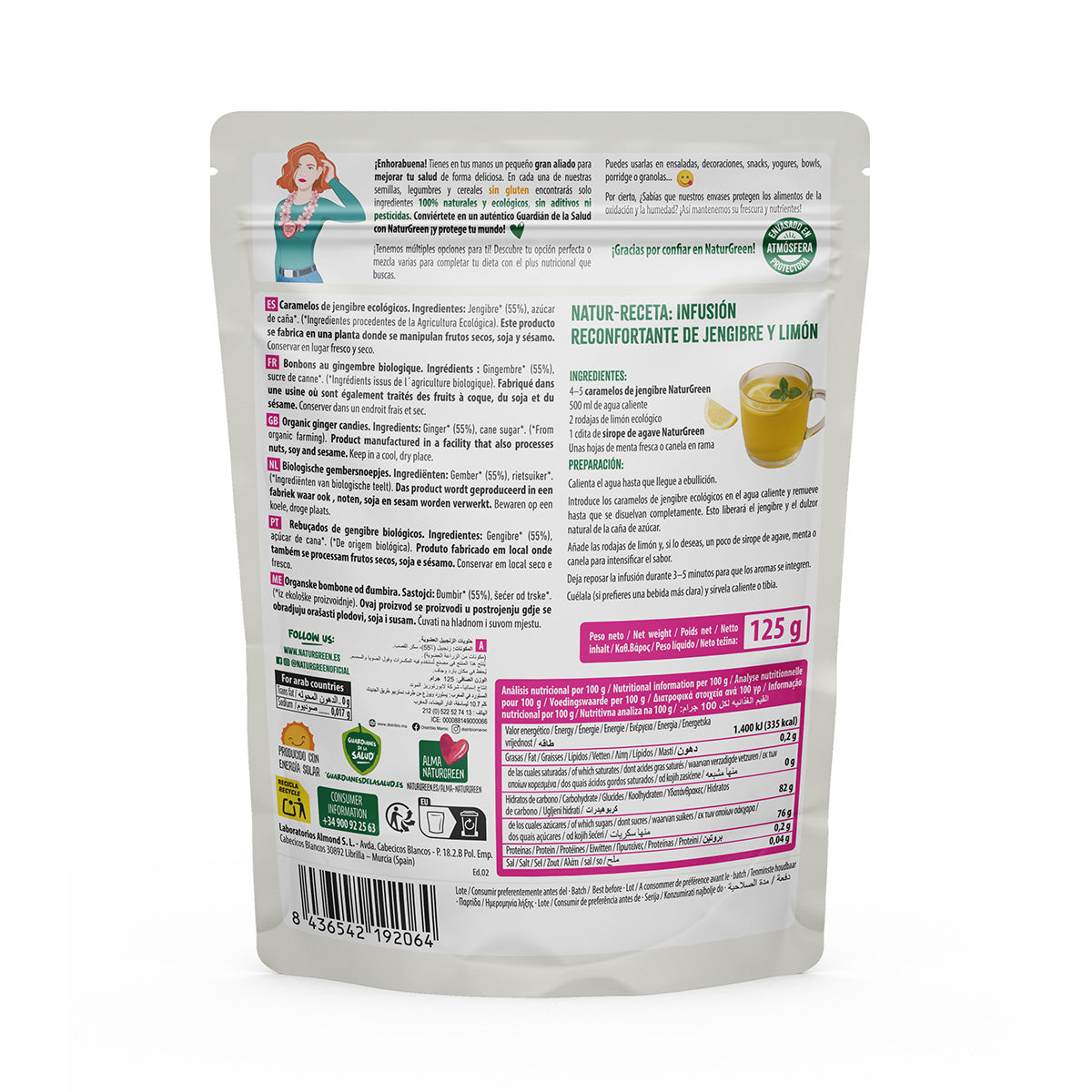 Rebuçados de Gengibre Naturgreen, 125 g