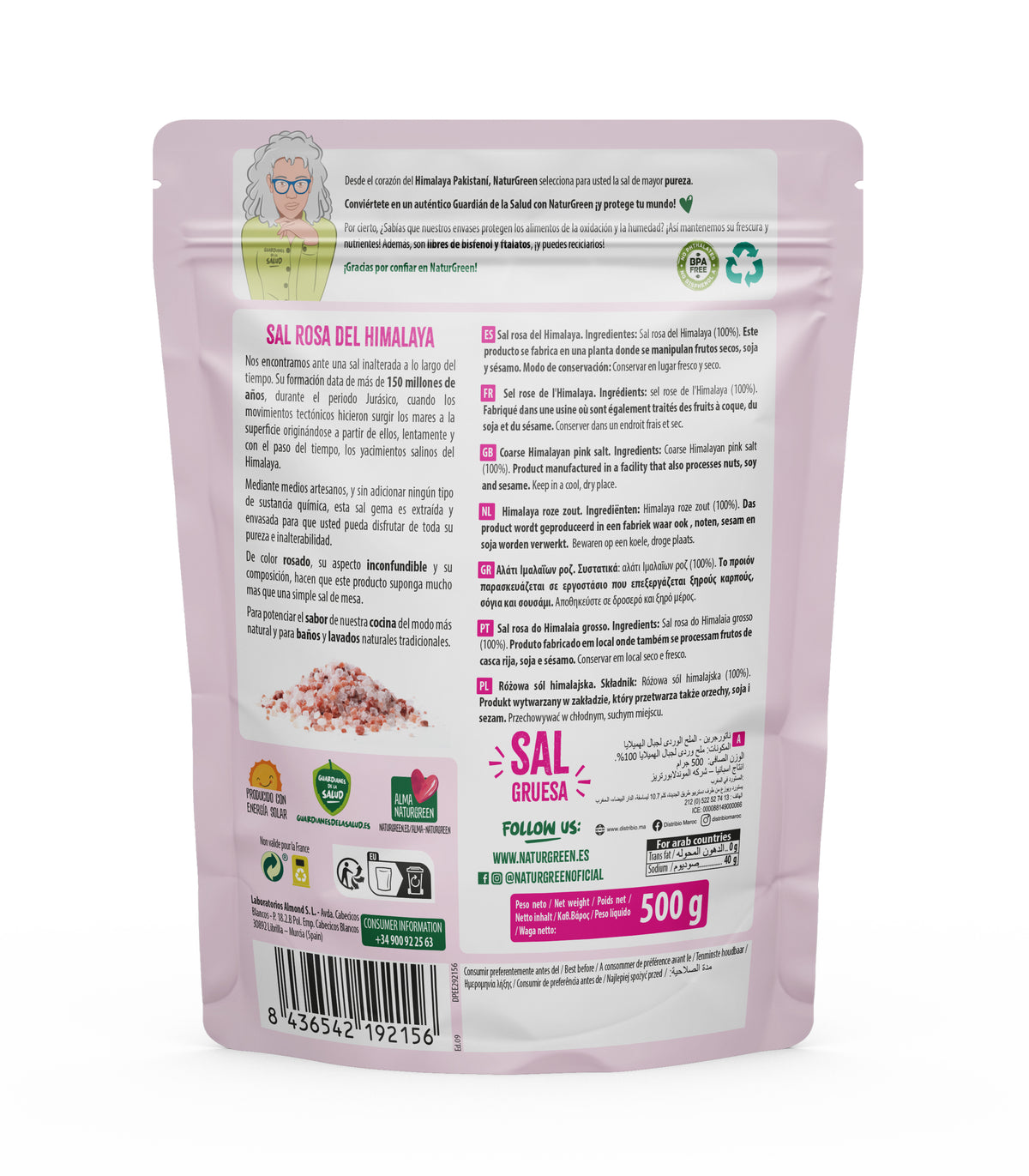 Sal rosa grosso do Himalaia Naturgreen 500 g