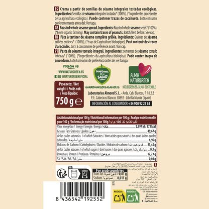 Embalagem de 2 Tahine Torrado Naturgreen 2 unidades de 800 gr
