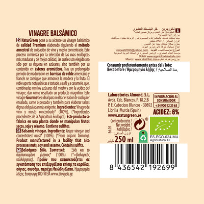 Vinagre Balsâmico Biológico NaturGreen, 250 ml
