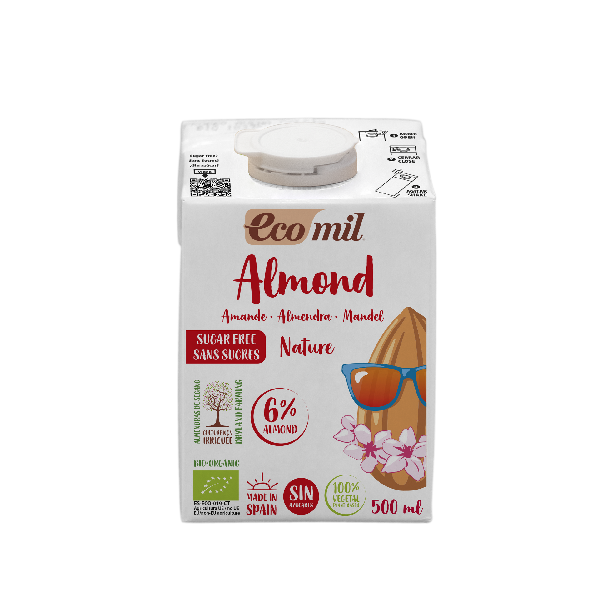 Bebida vegetal de Almendra Nature sin azúcar BIO Ecomil 500 ml