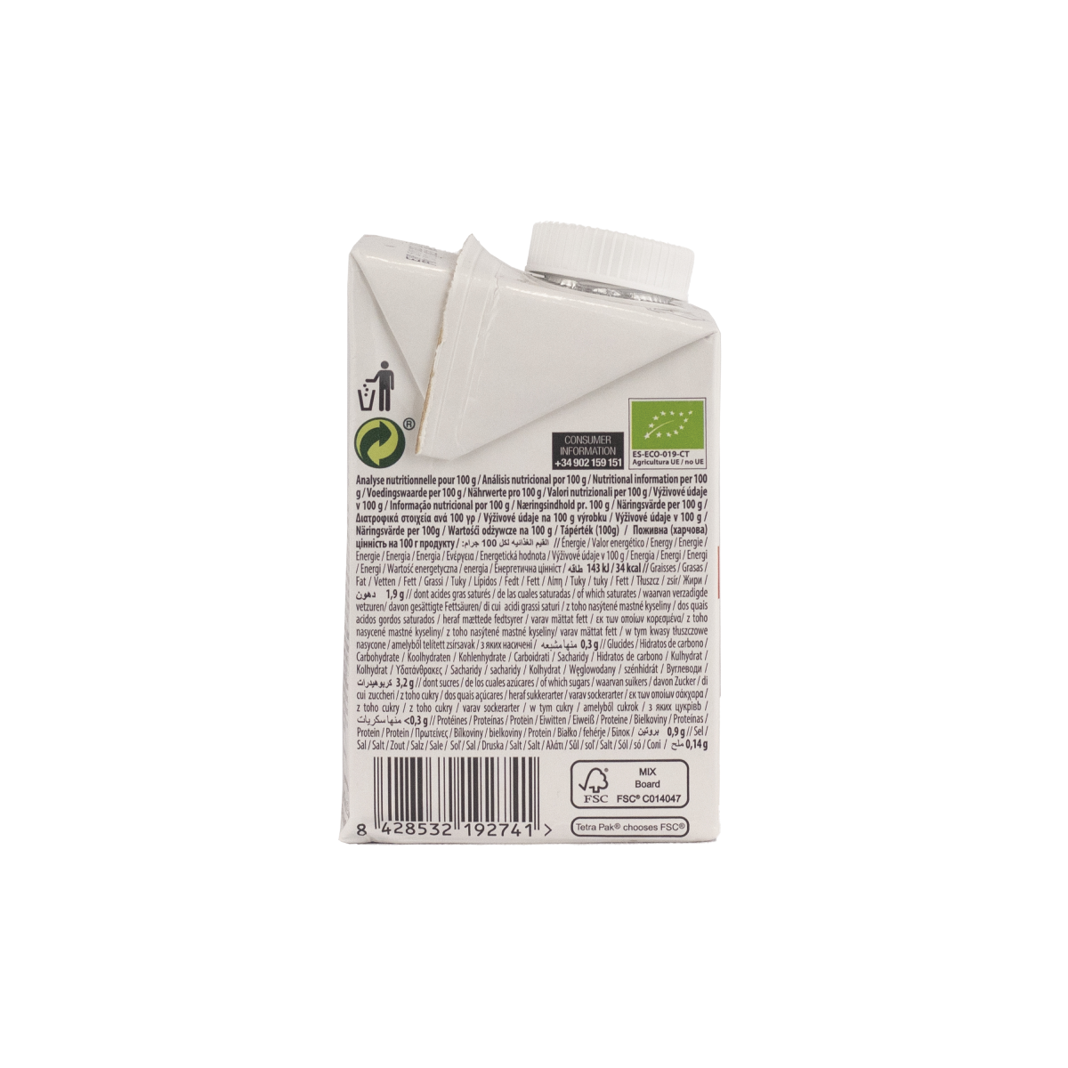 Bebida vegetal de Almendra Nature sin azúcar BIO Ecomil 500 ml