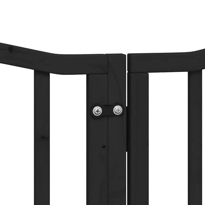 Vidaxl Puerta Para Perros Plegable 9 Paneles Madera Álamo Negra 450 Cm_5