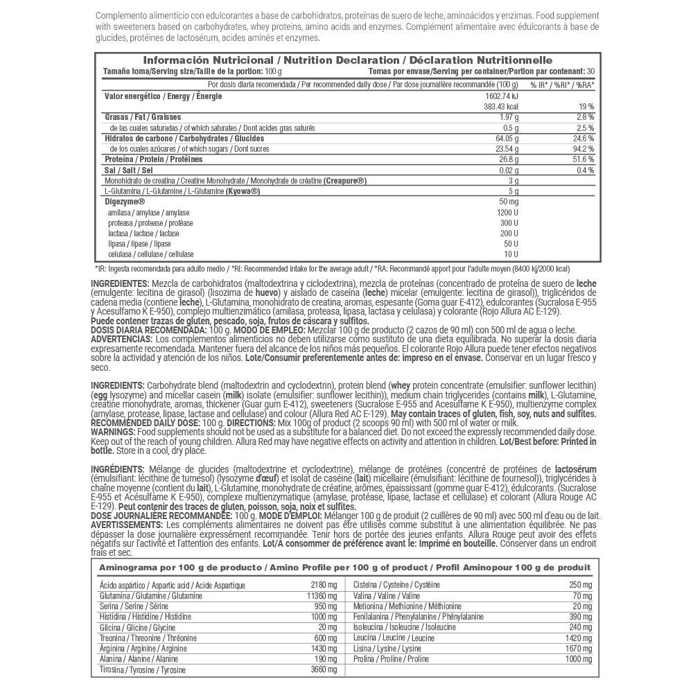 Gainer Mass Formula - 3 Kg - Fresa - Aumenta La Masa Muscular - Masmusculo_4