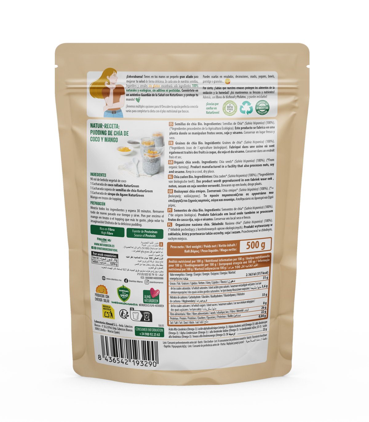 Sementes de Chia Biológicas NaturGreen 500 g