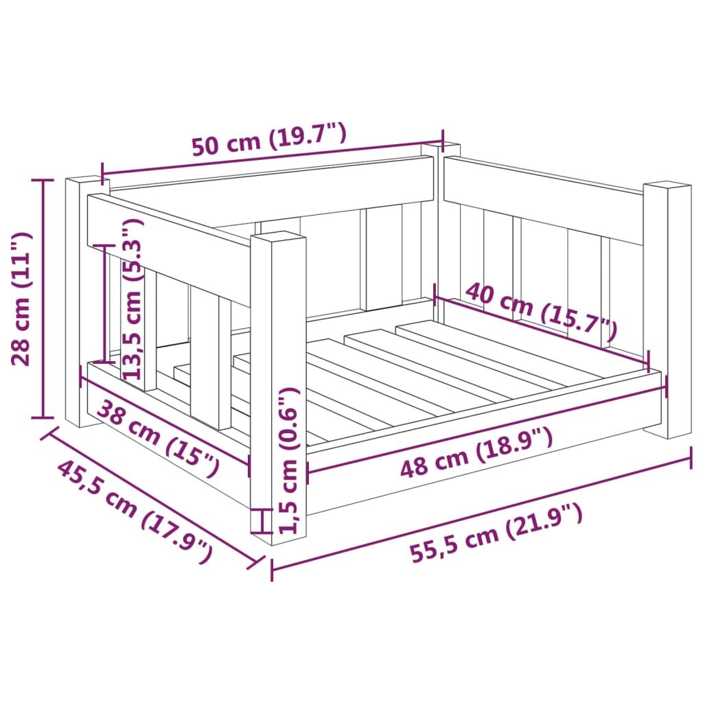 Vidaxl Cama Para Perros Madera Maciza De Pino 55,5x45,5x28 Cm_2