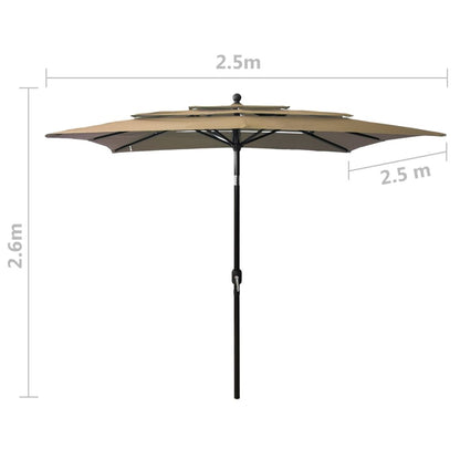 Vidaxl Sombrilla Jardín 3 Niveles Con Palo De Aluminio Taupe 2,5x2,5 M_2