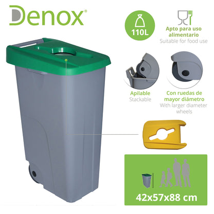 Pack Contenedor Reciclo 110 Litros Abierto En 2 Contenedores De Colores. Capacidad Total 220 Litros._1