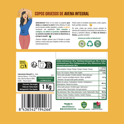 Flocos de Aveia Grossos Biológicos Sem Glúten NaturGreen 1 Kg