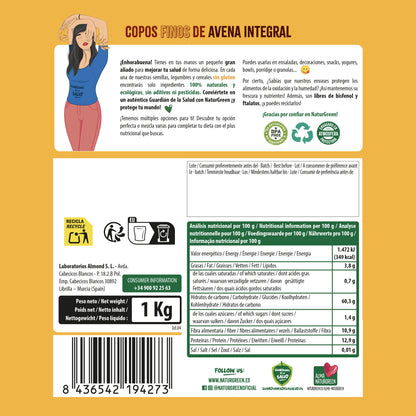 Embalagem de 2 unidades de Flocos Finos de Aveia Sem Glúten Biológicos NaturGreen Embalagem de 2 unidades de 1Kg