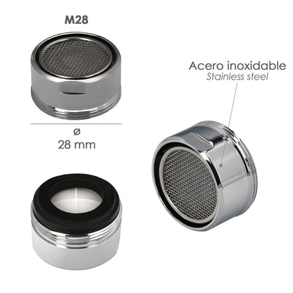 Atomizador Grifos / Monomando M28  (2 Piezas) Filtro Aireador Grifo, Economizador De Agua, Difusor Grifo, Aireador Economizador_1