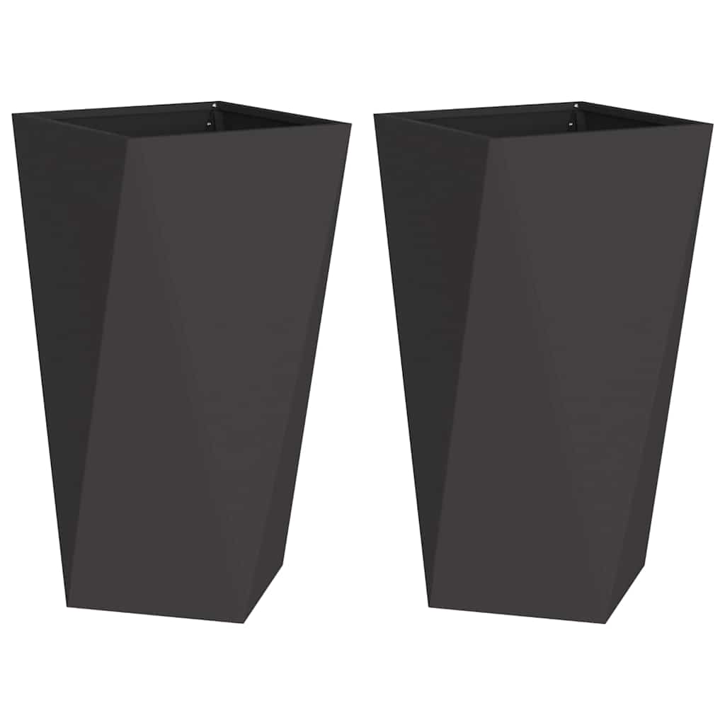 Jardinera 2 Uds. Negro 40 X 40 X 75 Cm Acero_0