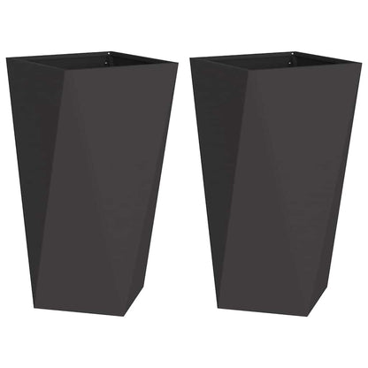Jardinera 2 Uds. Negro 40 X 40 X 75 Cm Acero_0