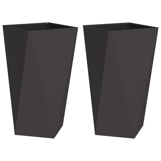 Jardinera 2 Uds. Negro 40 X 40 X 75 Cm Acero_0
