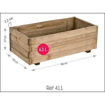 Floreira retangular em madeira 80 x 40 cm 63 L