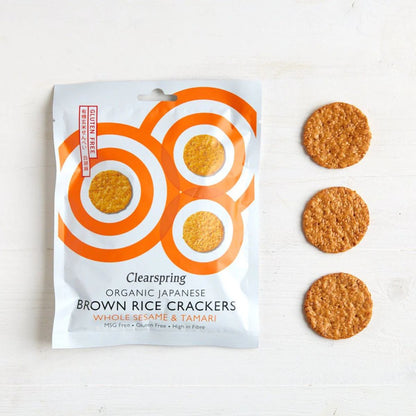 Bolachas biológicas de arroz integral e sésamo Clearspring 40g