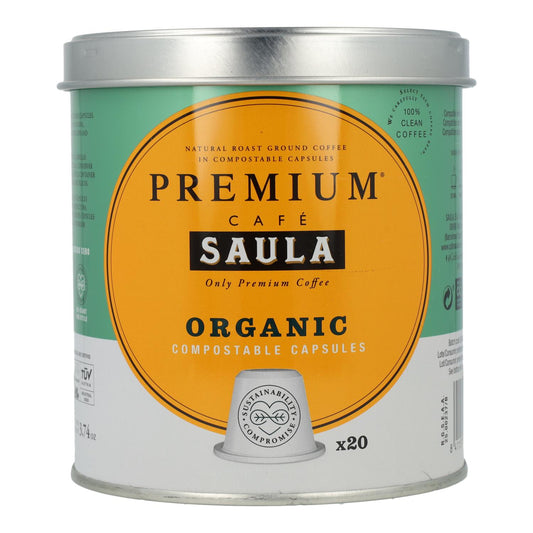 Cápsulas Compostáveis ​​Biológicas Premium Café Saula 20 unidades