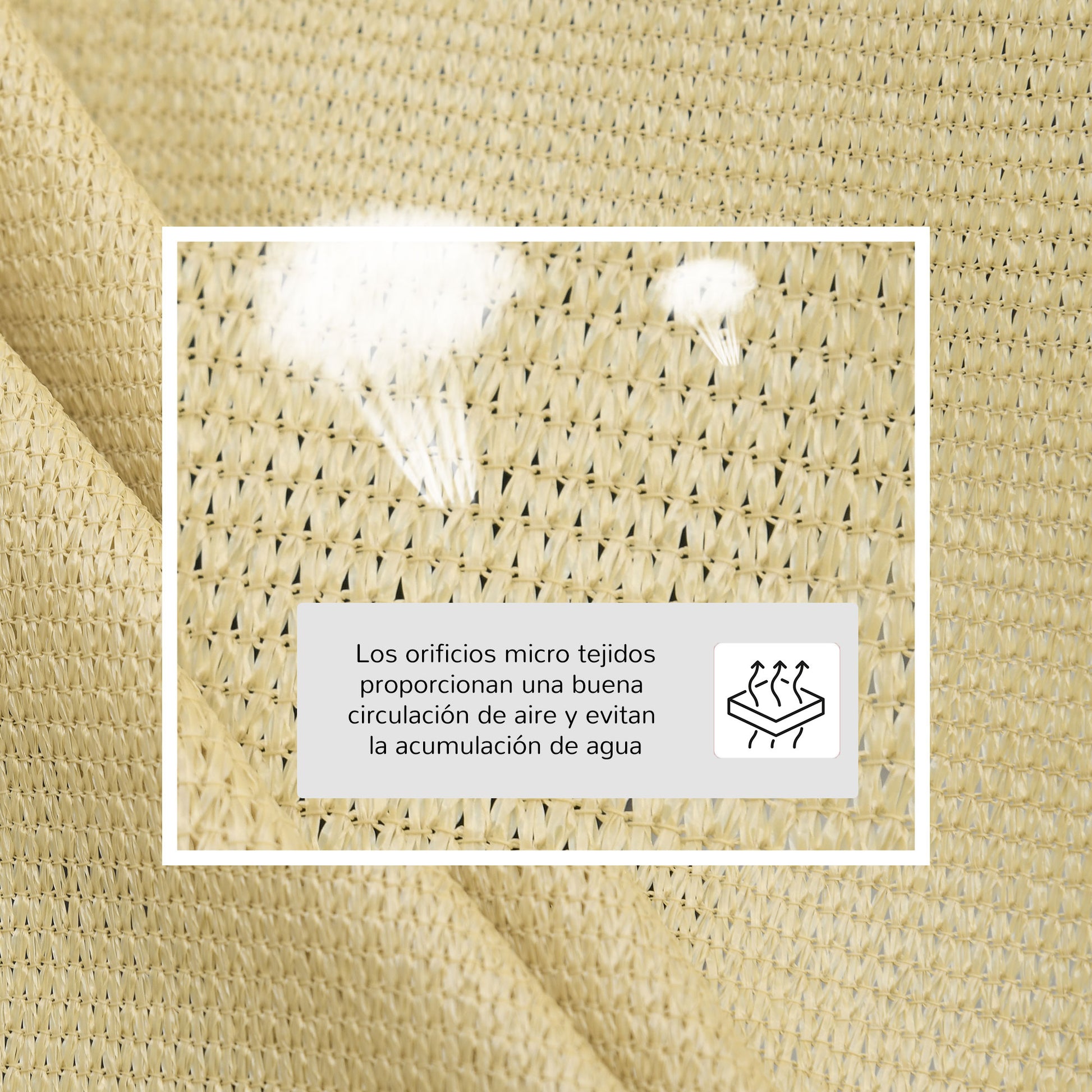 Outsunny Toldo Vela Sombrilla Parasol Triangular 3m De Hdpe Beige_5
