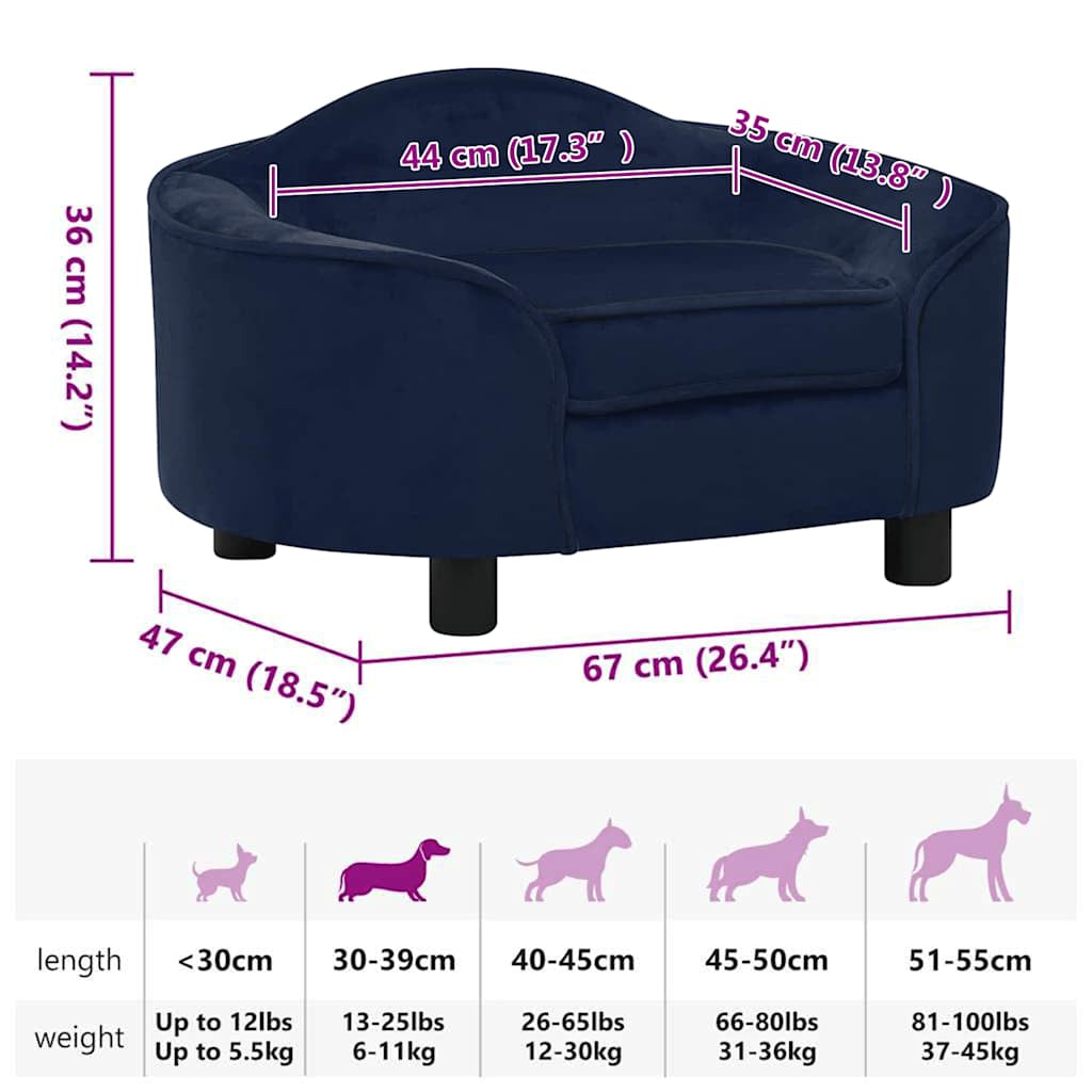 Vidaxl Sofá Para Perros Felpa Azul 67x47x36 Cm_2