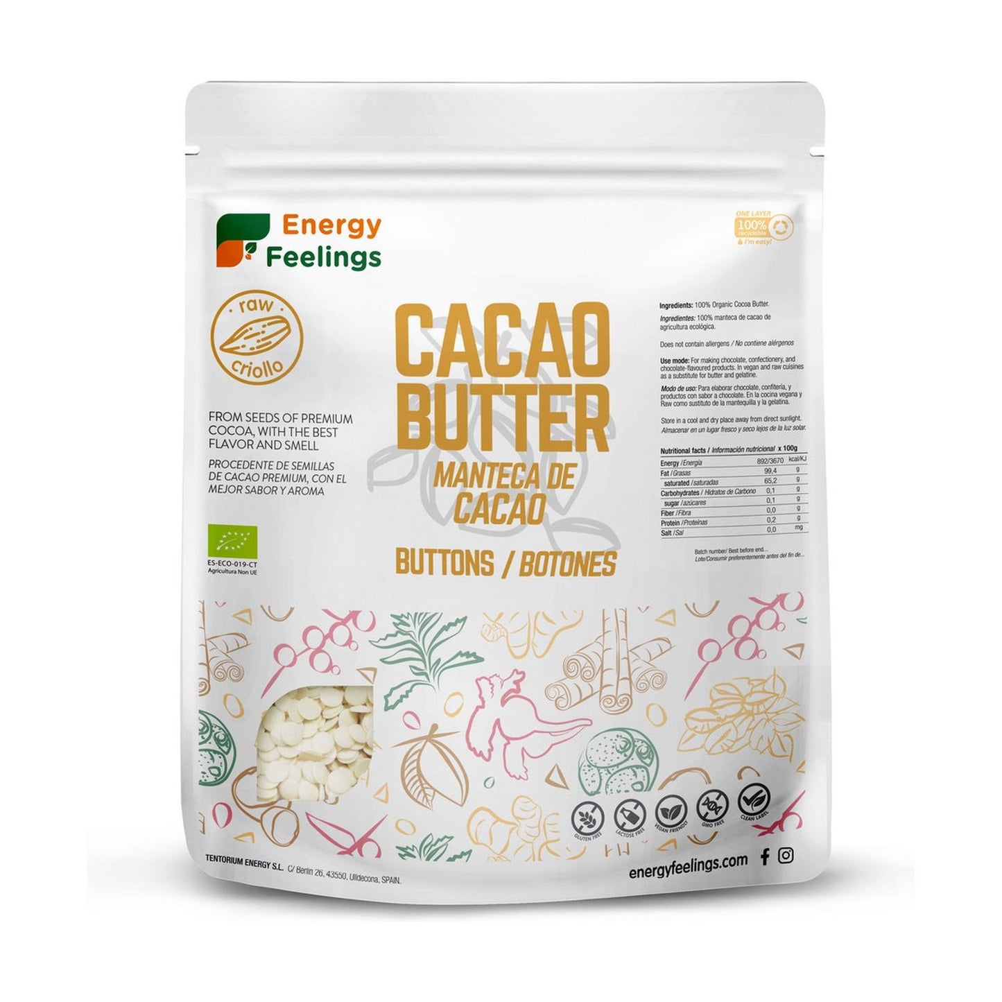 BOTÕES DE CACAU BIOLÓGICO: (500 g) Embalagem XL