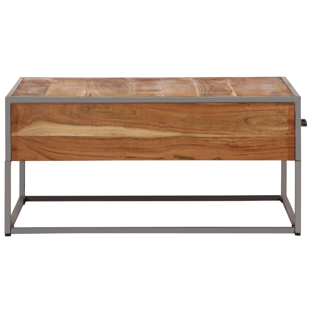 Mesa De Centro De Madera Maciza De Acacia 75x75x35 Cm_2