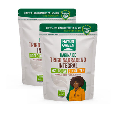 Embalagem de 2 Farinhas de Trigo Sarraceno Integral Biológicas Sem Glúten NaturGreen 500 gr