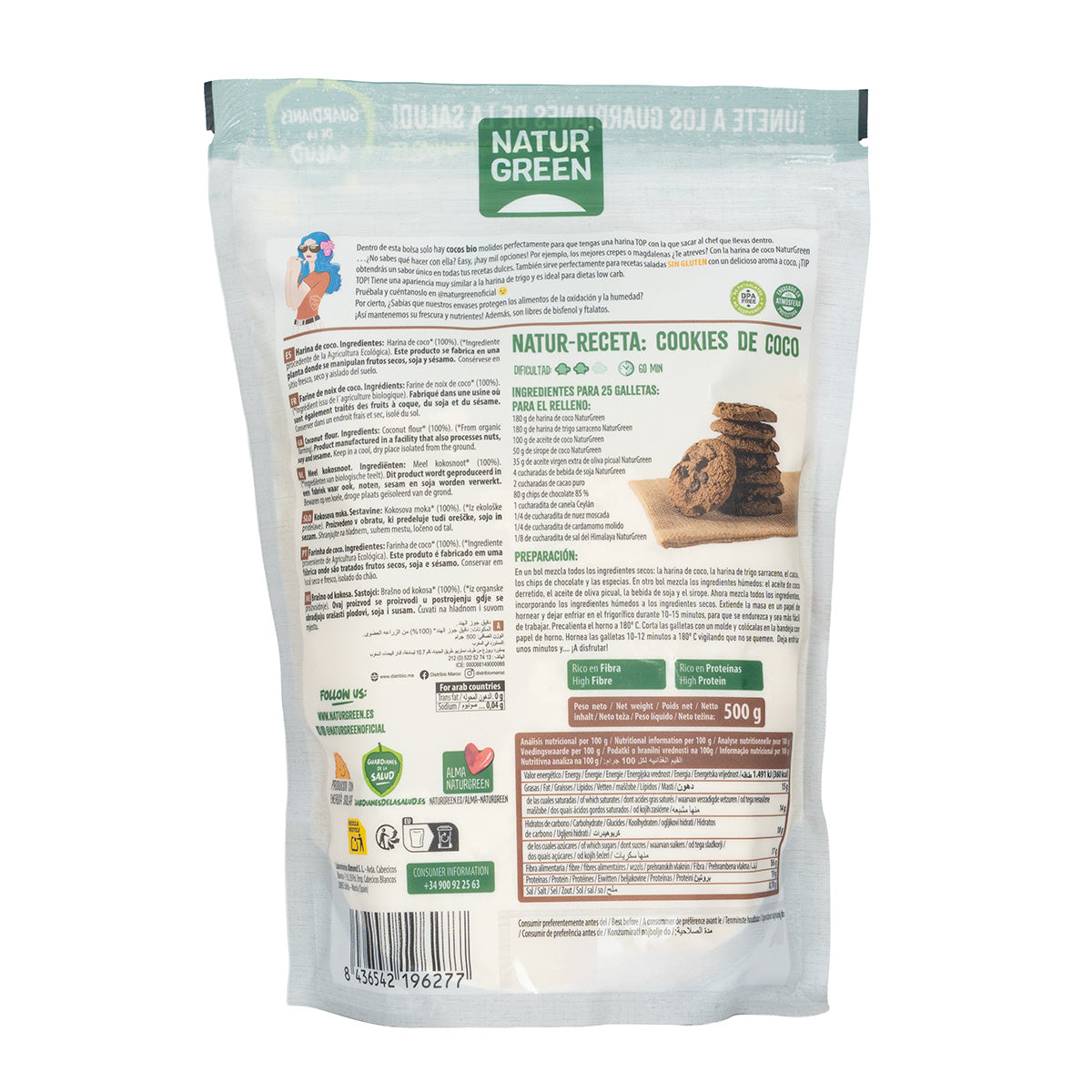 Farinha de Coco Biológica Sem Glúten NaturGreen 500 g