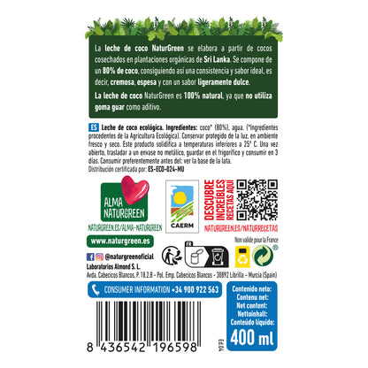 Leite de Coco Biológico NaturGreen 400 g / 400 ml