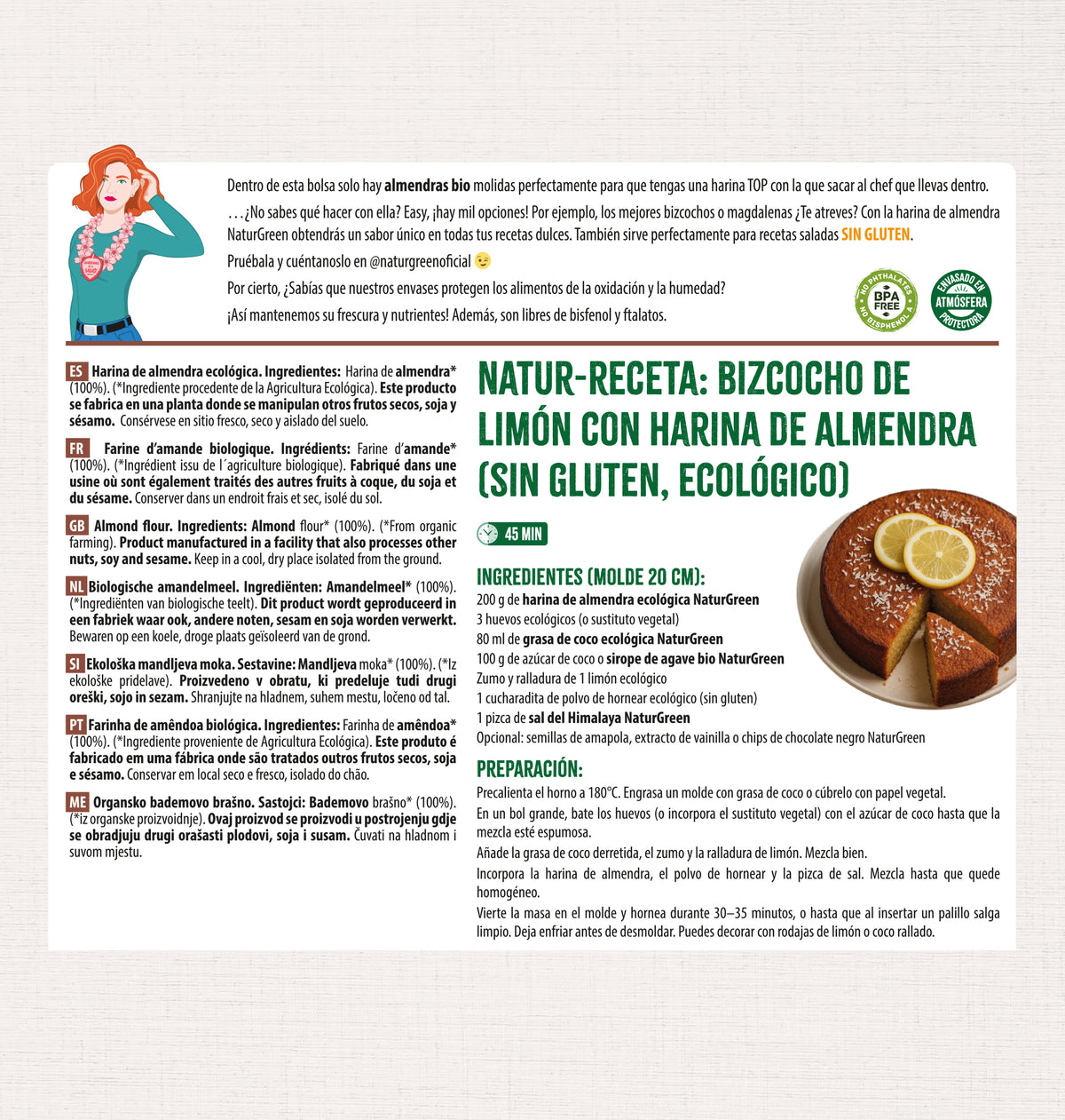 Farinha de Amêndoa Biológica Sem Glúten NaturGreen 300g