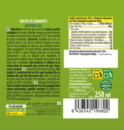 Óleo de Abacate Biológico NaturGreen 250 ml
