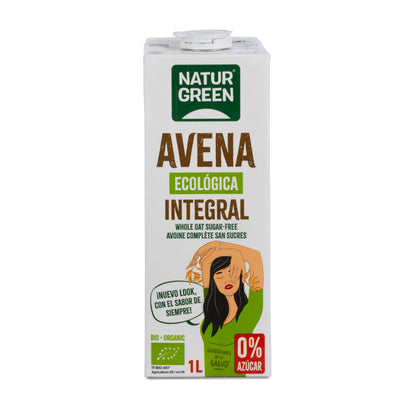 Embalagem de 6 unidades de Bebida de Aveia Integral 0% Açúcares Bio NaturGreen 1 L