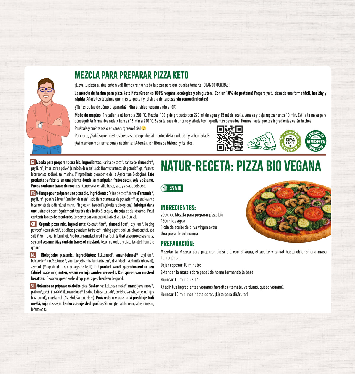 Mistura de farinha para pizza NaturGreen Keto 400g