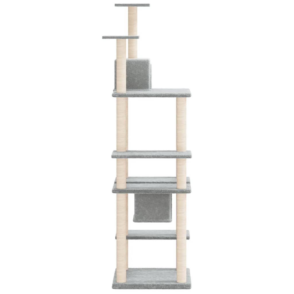 Rascador Para Gatos Con Postes De Sisal Gris Claro 176 Cm_3