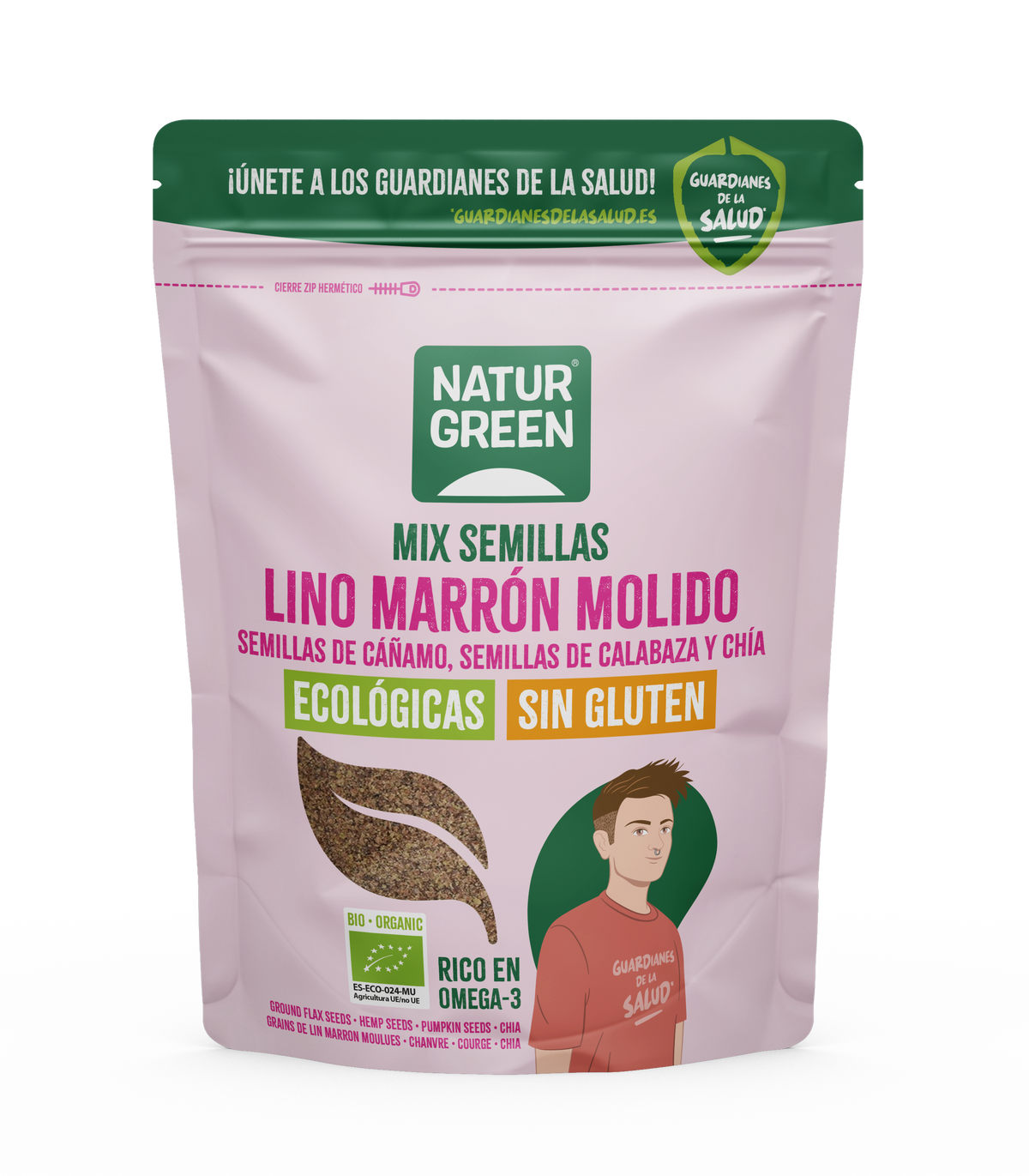 Sementes biológicas NaturGreen de linho, cânhamo, abóbora e chia 150 gr