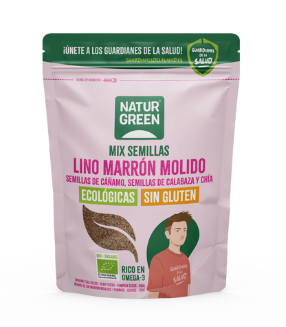 Sementes biológicas NaturGreen de linho, cânhamo, abóbora e chia 150 gr