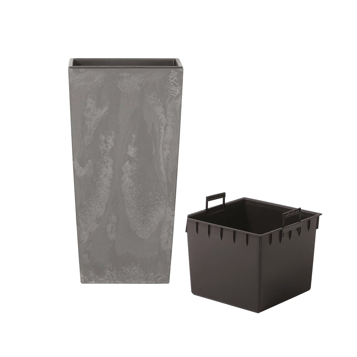 Maceta Alta 35 L Prosperplast Urbi Square Effect De Plástico Con Depósito En Color Gris Claro, 55 (alto) X 29,5 (ancho) X 29,5 (profundo) Cms_1