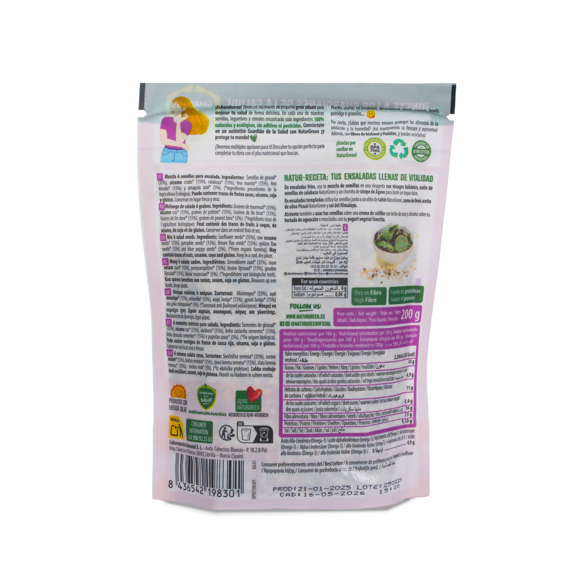 6 Mistura de Sementes para Salada, NaturGreen, 450g