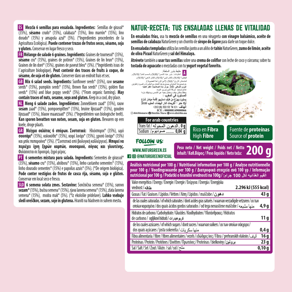 6 Mistura de Sementes para Salada, NaturGreen, 450g