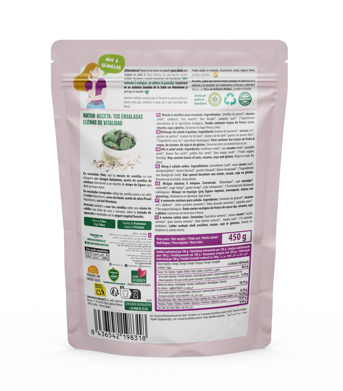 6 Mistura de Sementes para Salada, NaturGreen, 450g