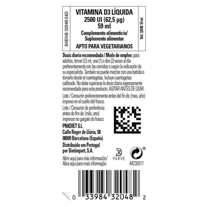 Vitamina D3 líquida 2500 UI, 59 ml (laranja)