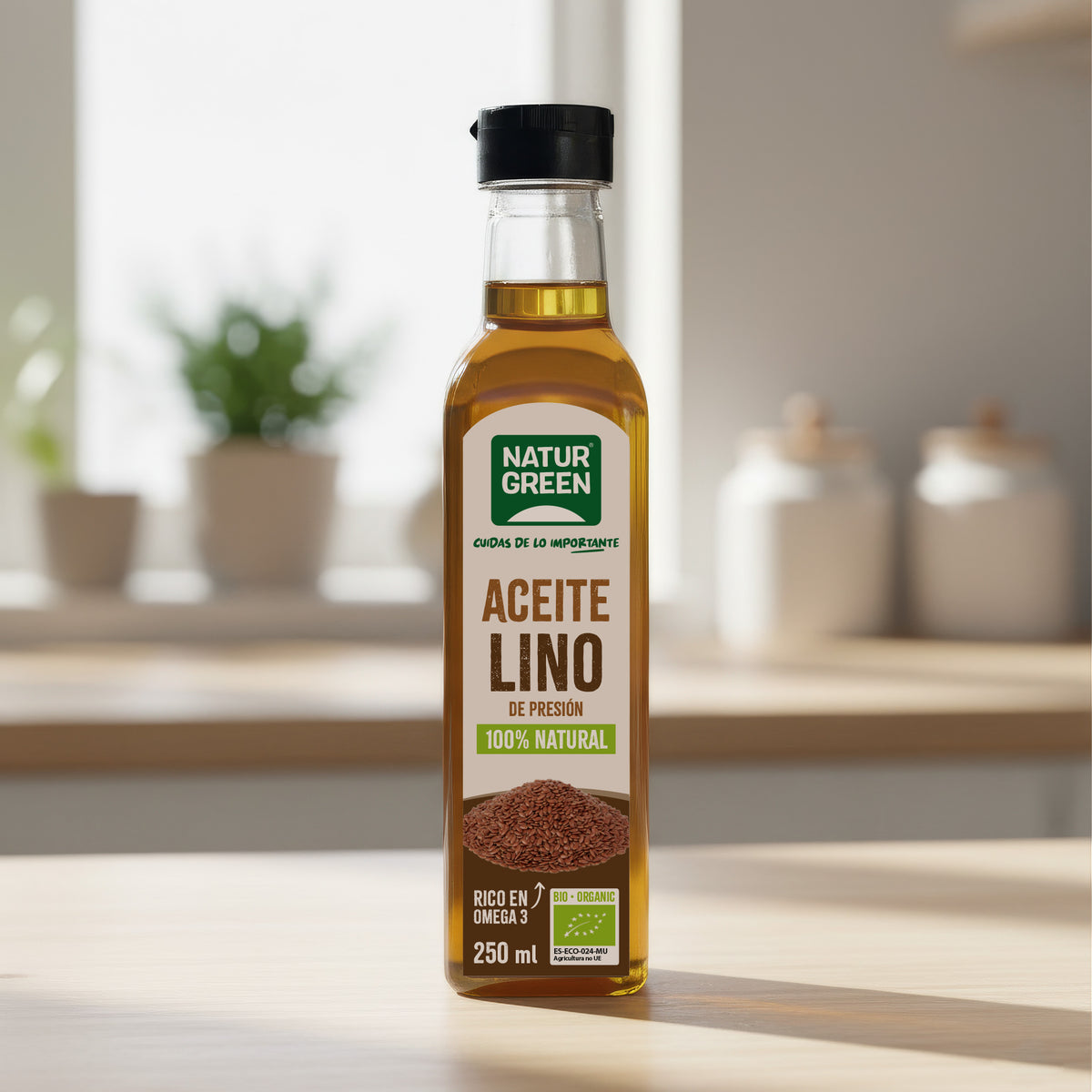 Aceite de Lino Bio envase PET NaturGreen 250 ml